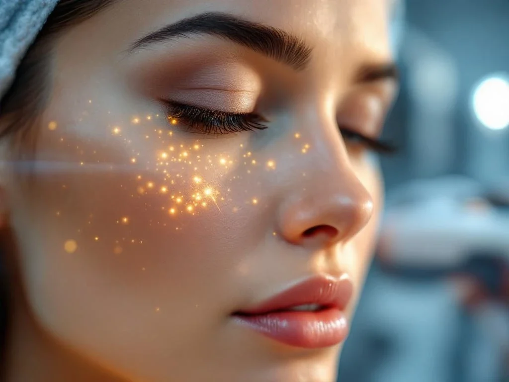 Huidverbetering voor en na behandeling met medische laserapparatuur in klinische omgeving