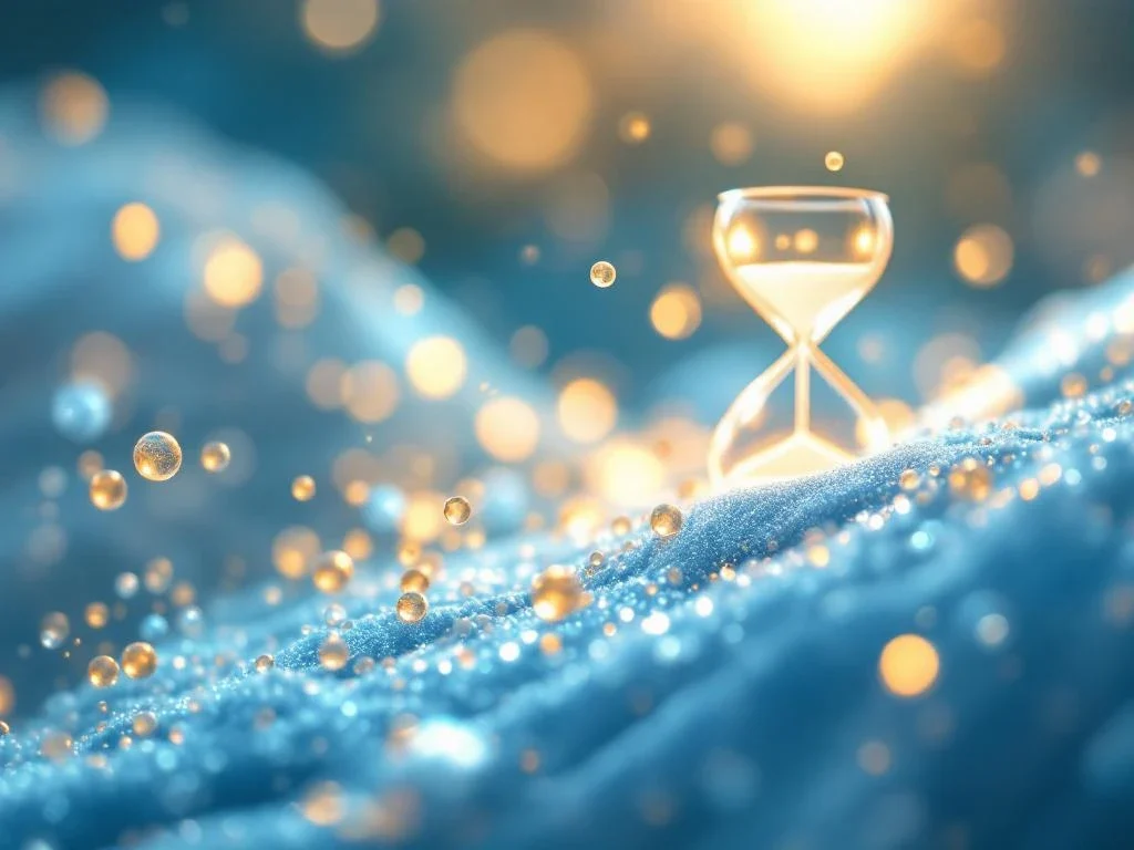 Microscopische exosomen in blauw cellulaire omgeving met gouden lichtstralen die huidweefsel en collageen regenereren