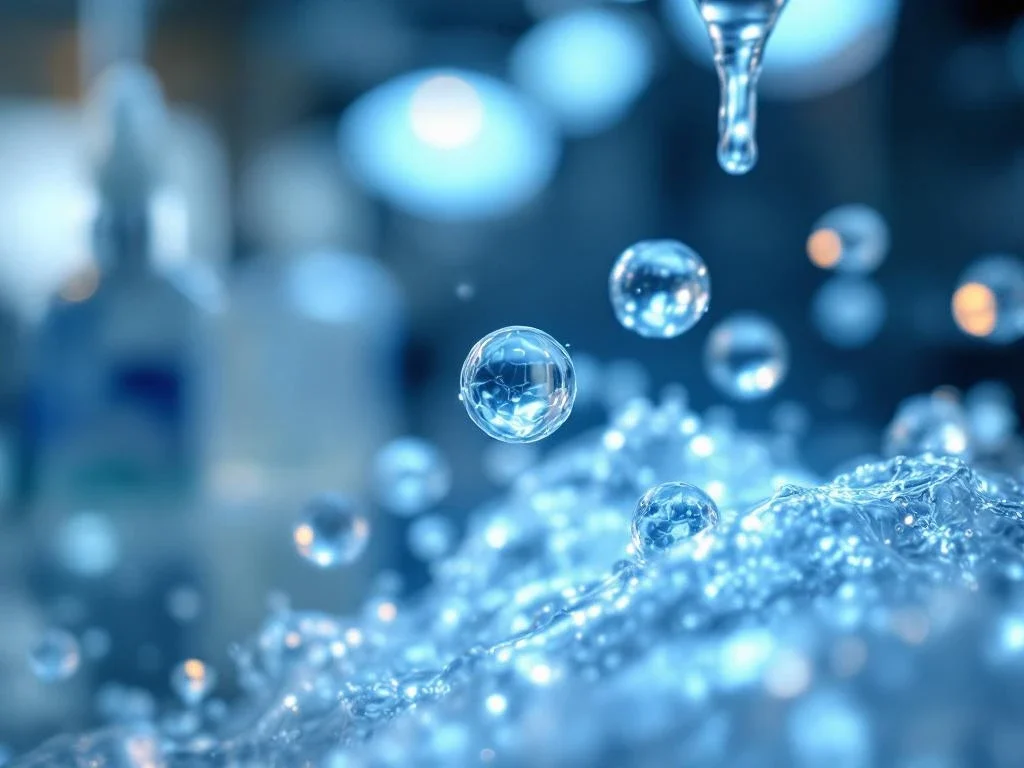 Luminescente exosoom deeltjes in serum druppel voor regeneratieve geneeskunde in medisch laboratorium