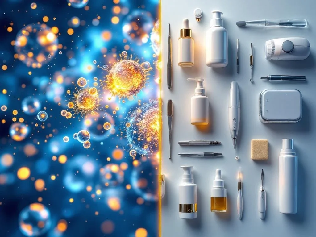 Vergelijking van exosomen huidtherapie met traditionele behandelingen zoals laser en microneedling in klinische setting