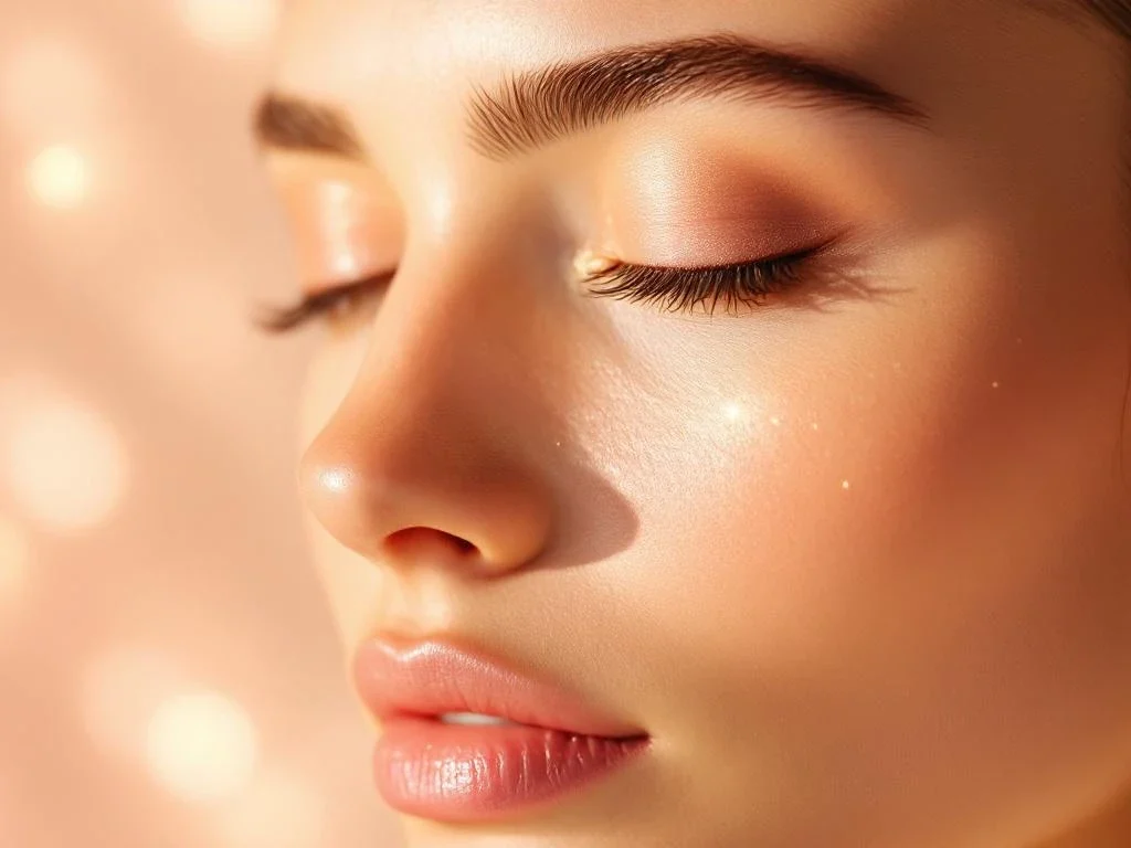 Gezonde huid close-up met natuurlijke glans en gladde textuur na professionele huidbehandeling